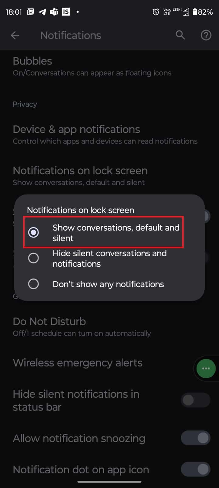 show conversations default and silent. 