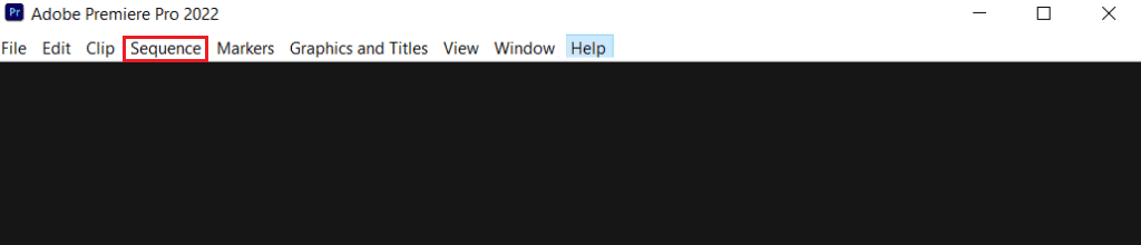 select Sequence menu in Adobe Premiere Pro