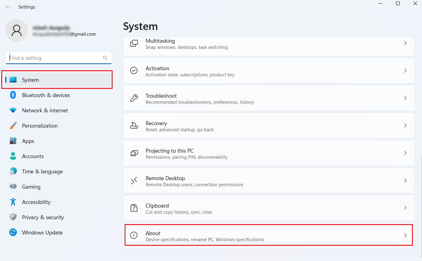 From the System section, scroll down to the bottom and click on About | How to Delete Restore Point in Windows 11