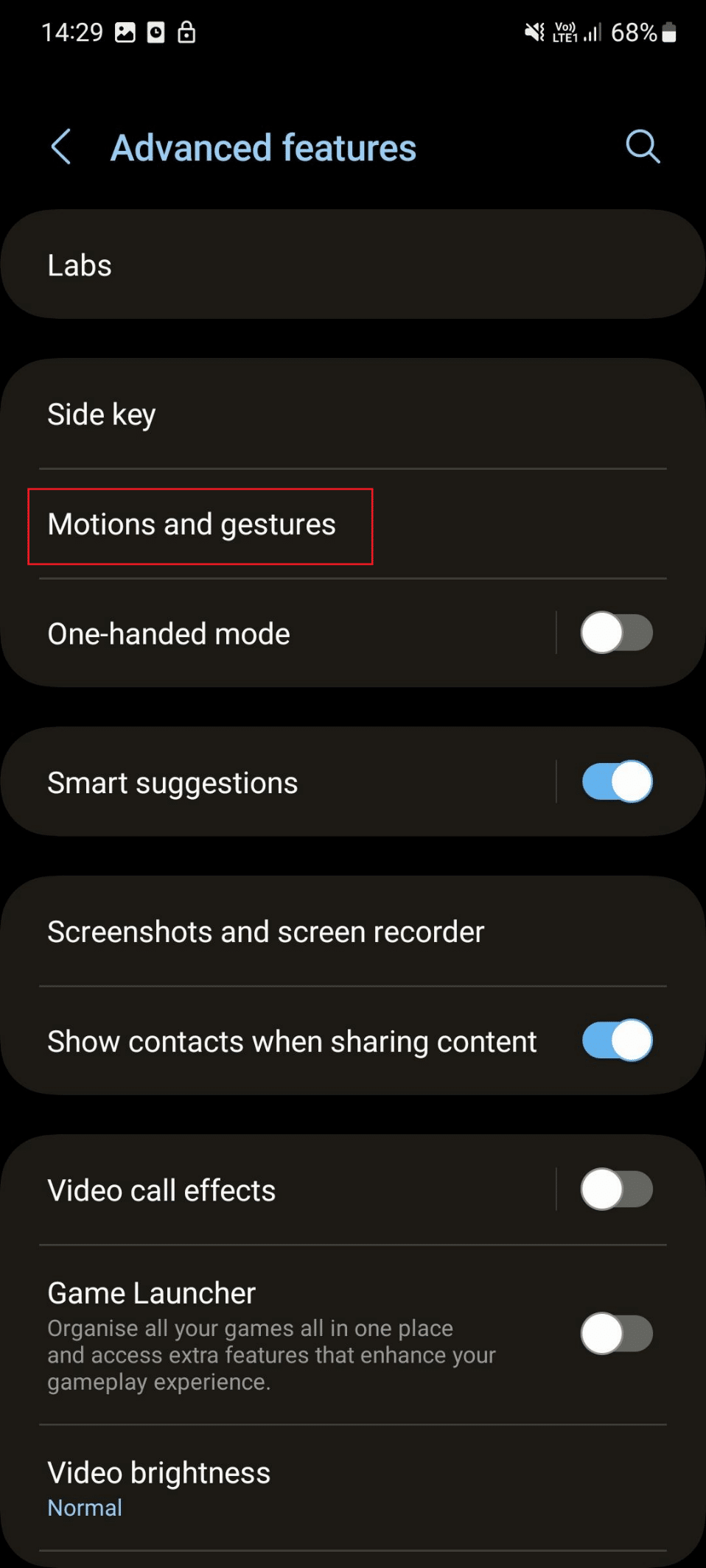 motions and gestures s21