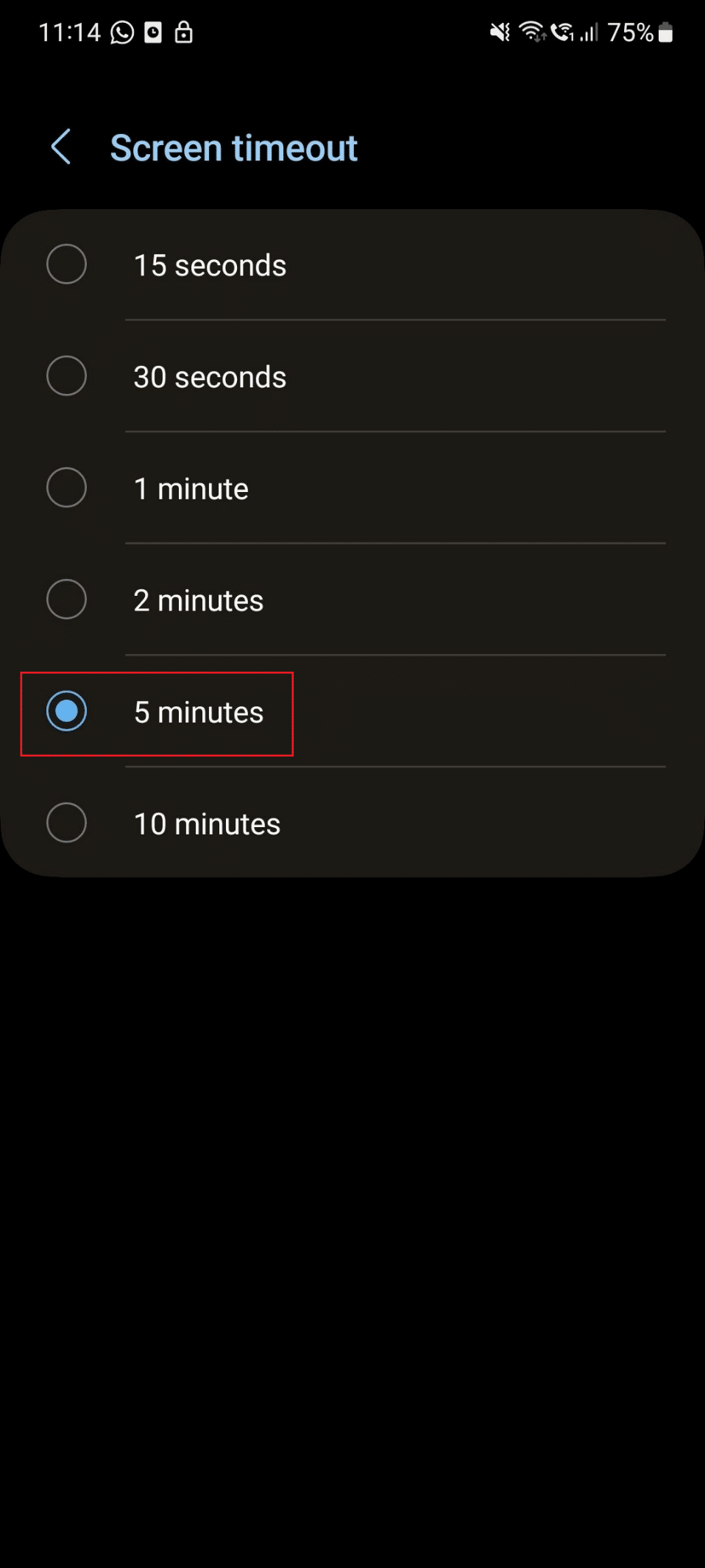 increase screen time out duration s21