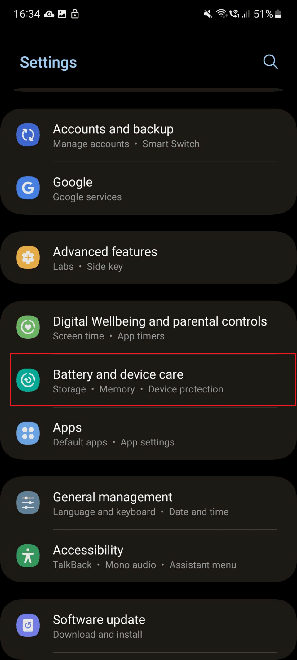 battery and device care s21
