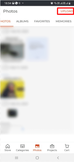 Tap on upload on top right corner. | How to Use the Shutterfly App