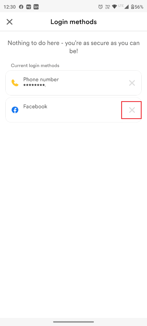 tap on the Cross next to your Facebook profile