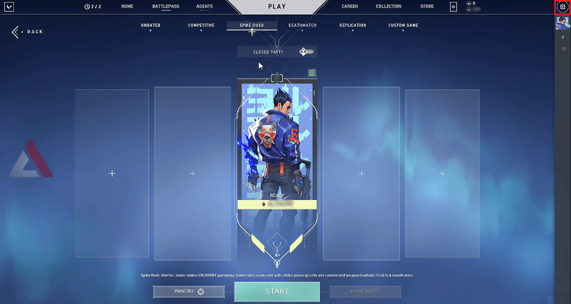 Click on the Settings cog icon from the top right corner of the Valorant home screen