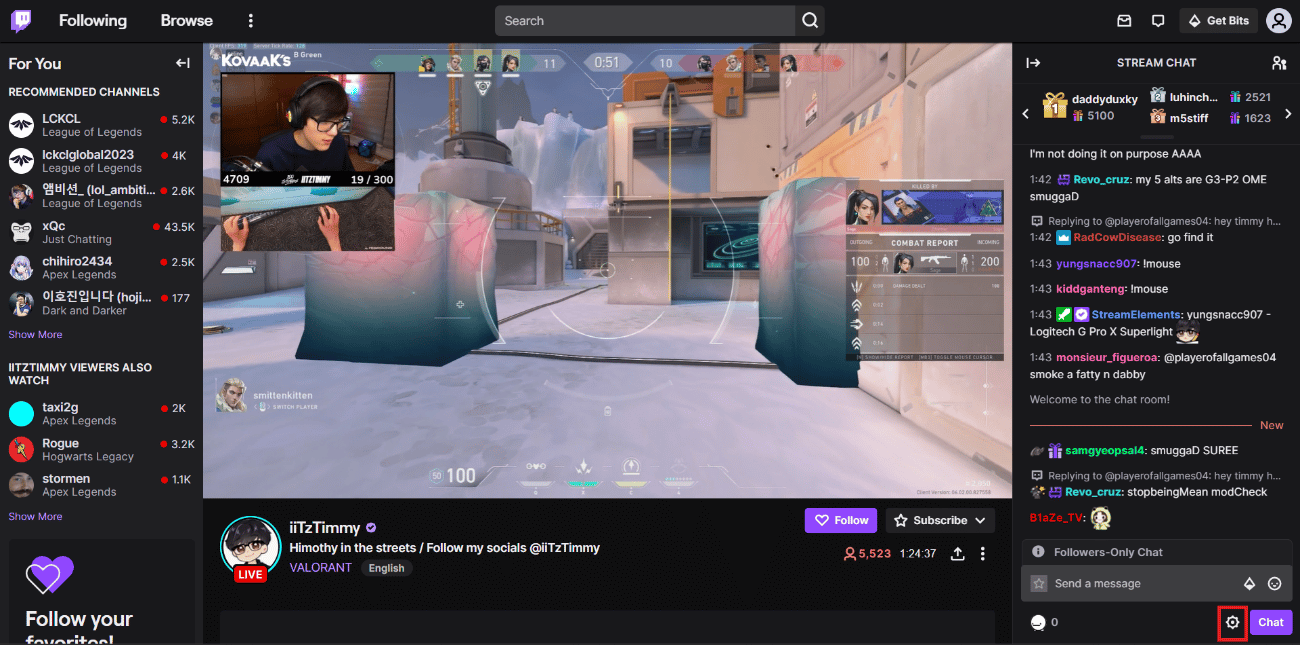 Click on the gear icon at the bottom right corner to open the Chat Settings.