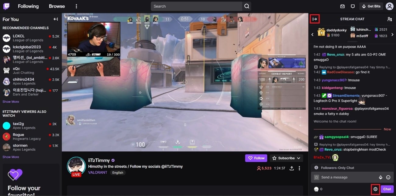Click on the arrow icon at the top left of the chat panel. This will minimize the chat window.