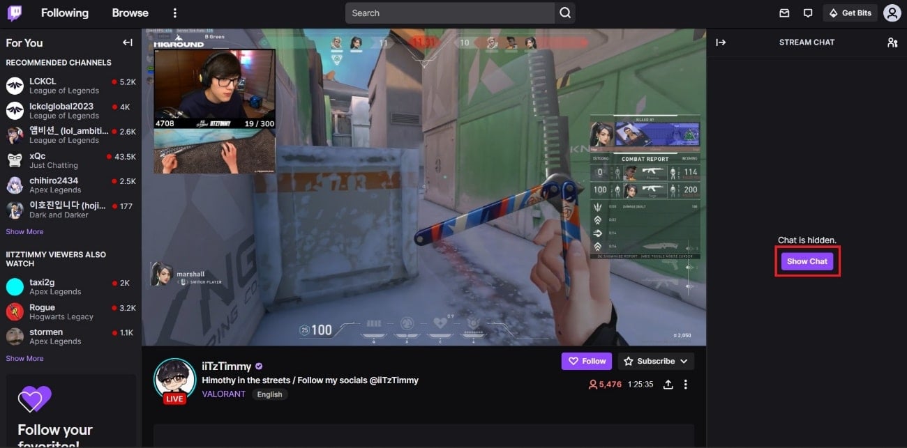 You will see that you will no longer see the chats, you can click on Show chat for the chats to appear again.