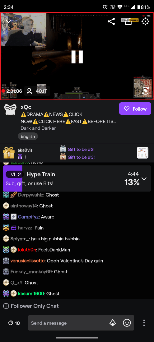 tap anywhere on the streaming video | How to Hide Chat on Twitch