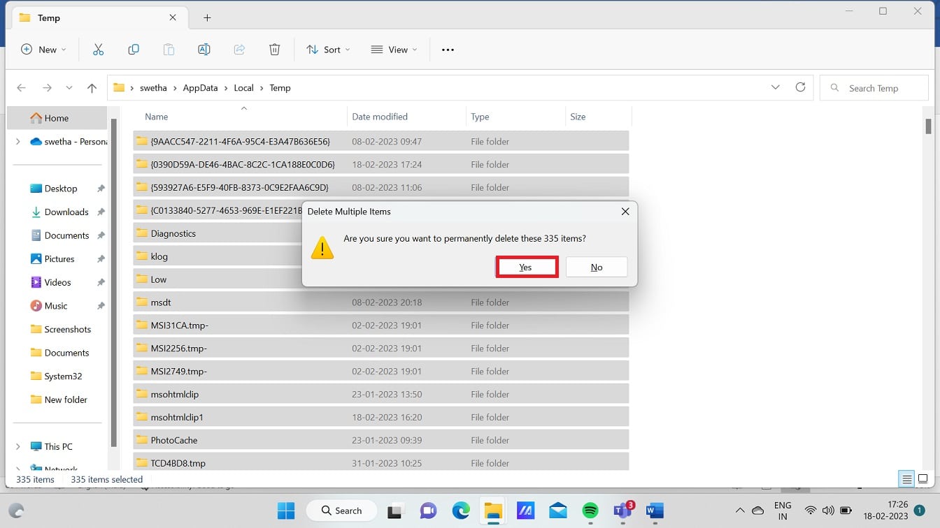 Press Shift and Delete keys to delete them permanently.