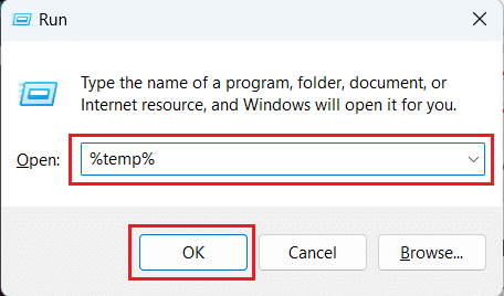 type [percentage symbol]temp[percentage symbol] and click on OK