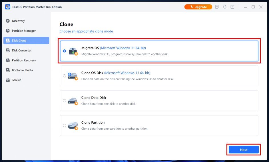 Select Migrate OS and click on the Next button. | Why is Windows 11 Suddenly So Slow and How to Fix It?
