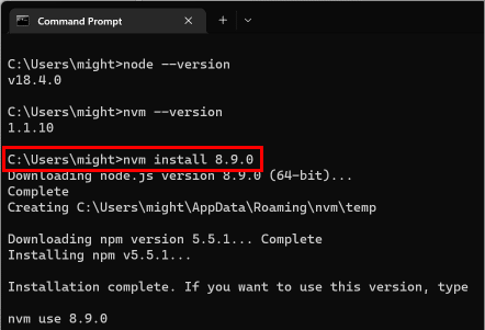 install the older version