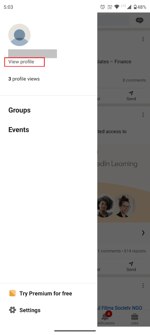 Then, tap on View profile.