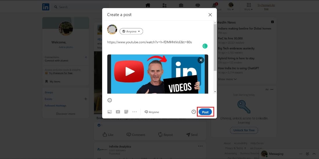 Click on Post.