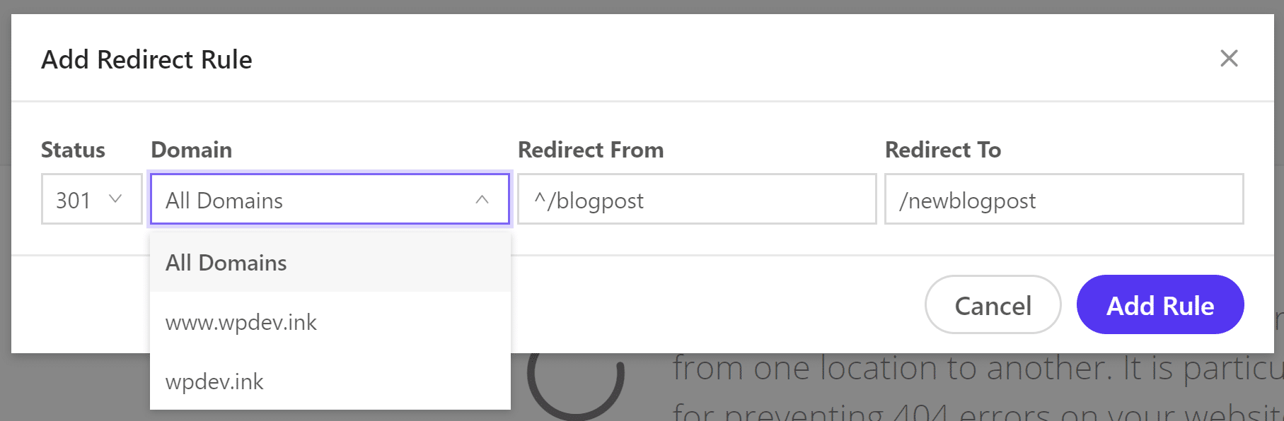 The Kinsta Redirect tool