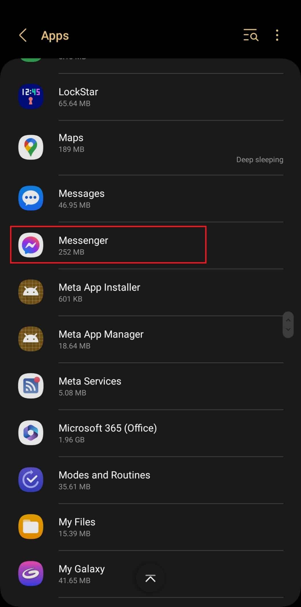 Navigate and select Messenger app
