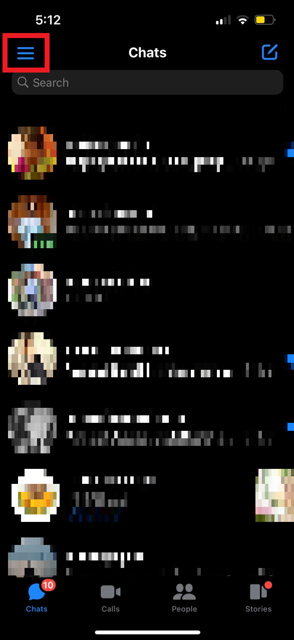 Tap on the three vertical lines