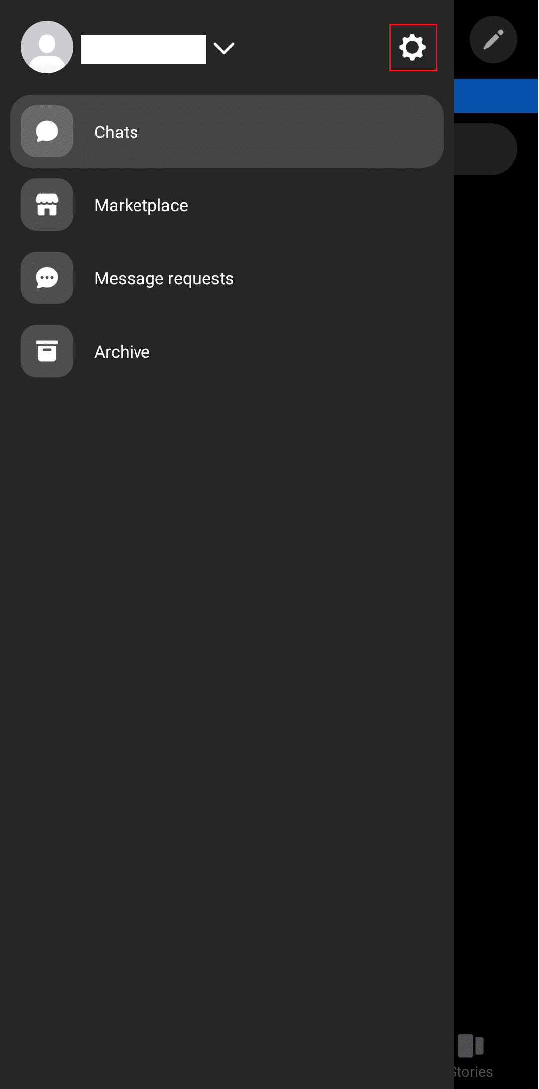 Click on the gear icon. How to Fix Facebook Messenger Switch Account Problem