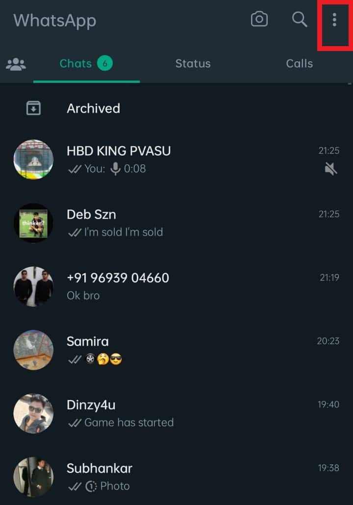 Tap on the dotted menu option on the top right corner of your screen | Can I Create WhatsApp Account without Phone Number?