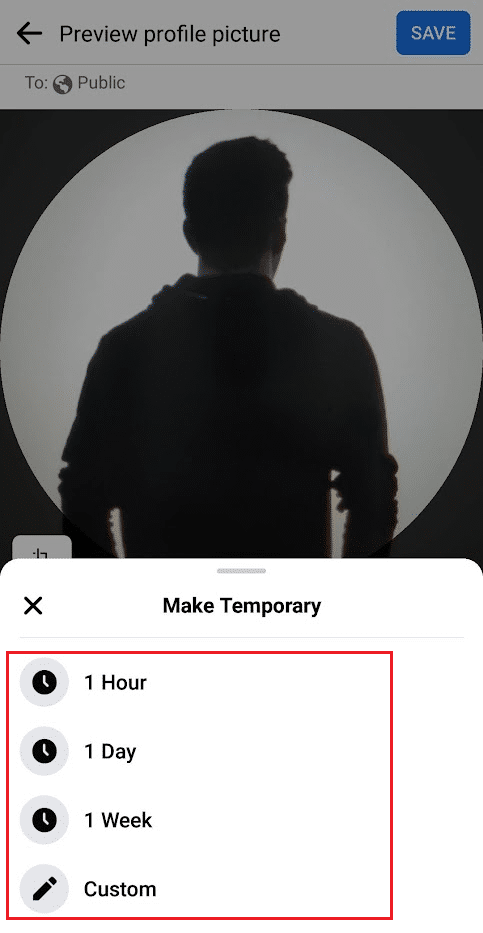 Select the desired duration