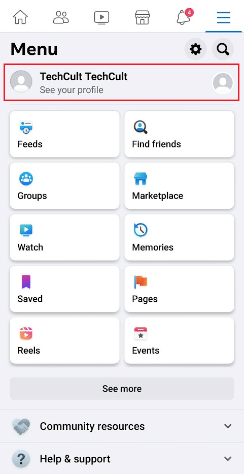 tap on your Profile name from the menu | 