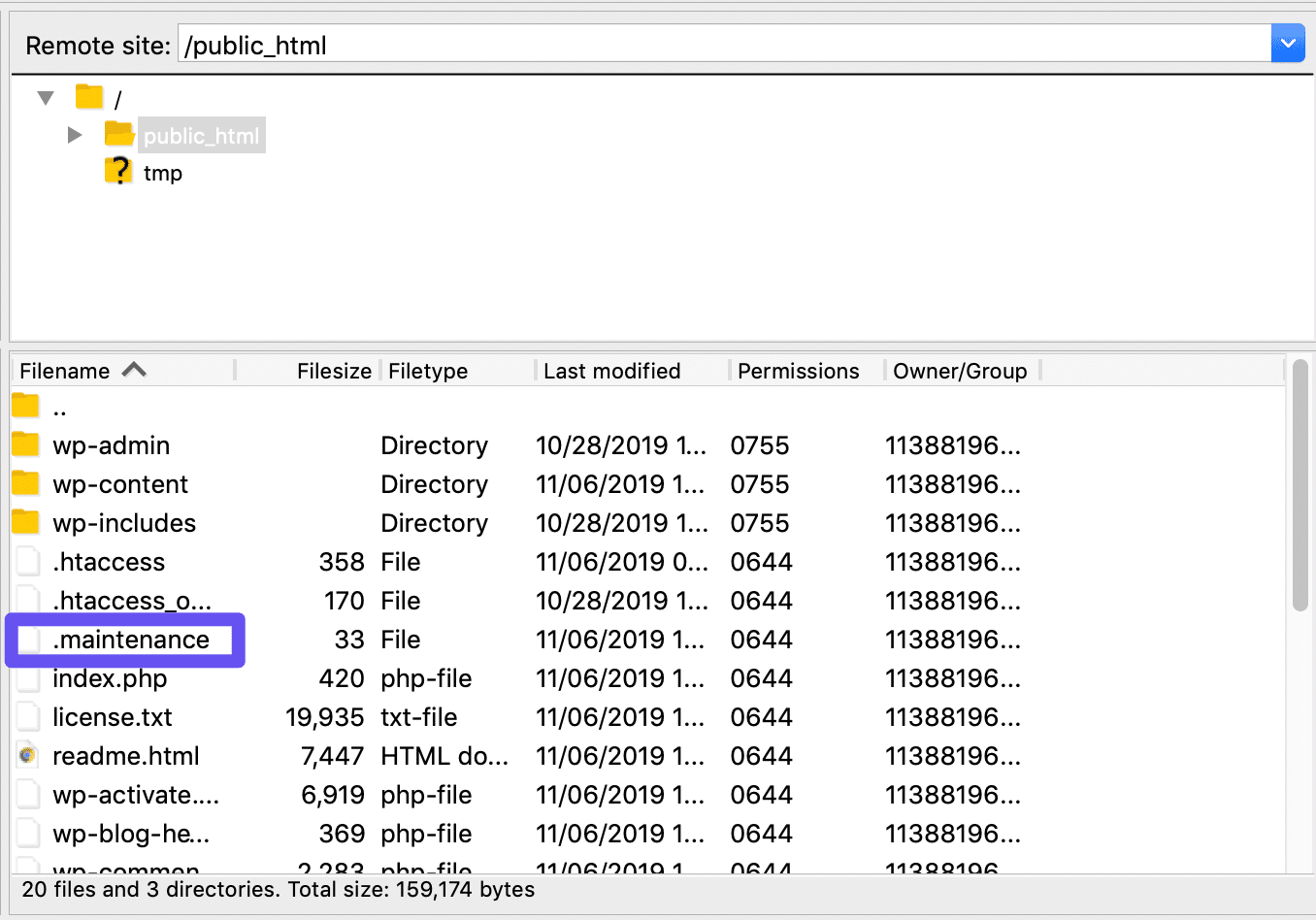 wordpress maintenace file