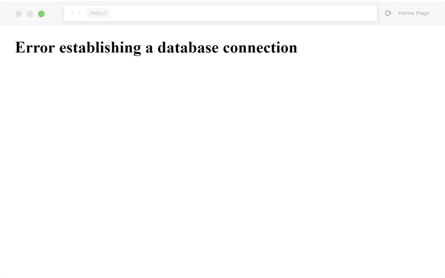 Example of error establishing a database connection Example of error establishing a database connection