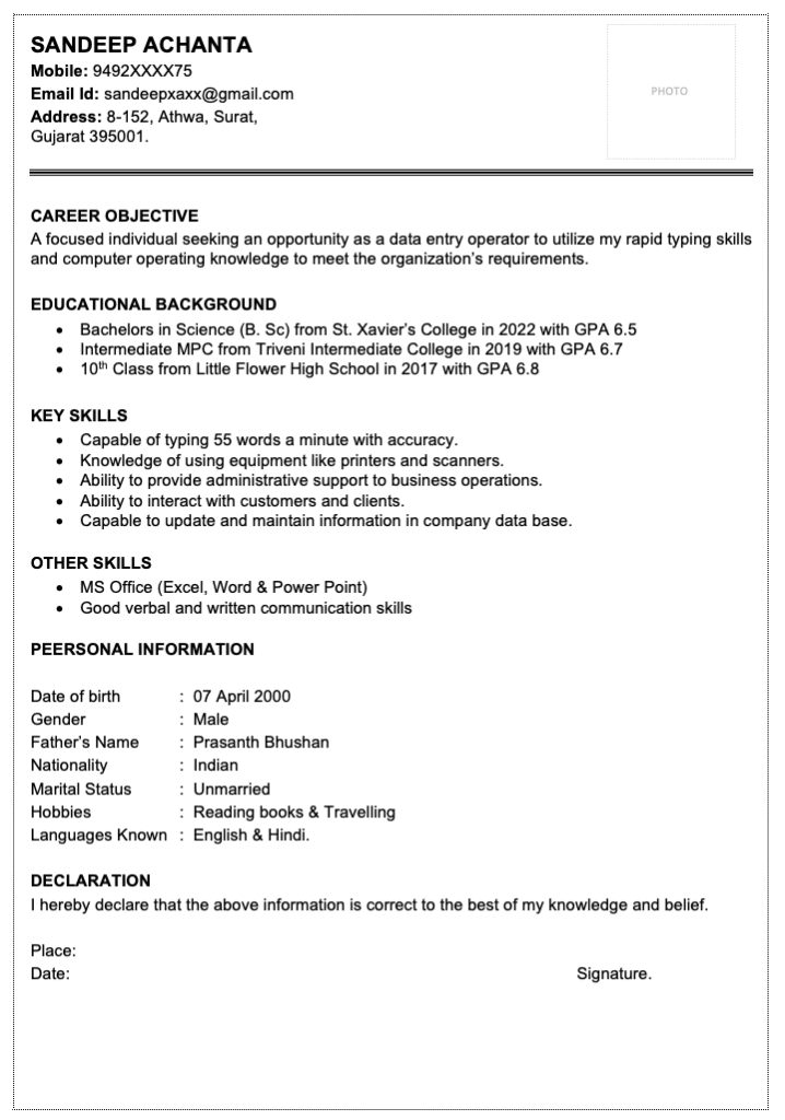 Data entry operator download for freshers
