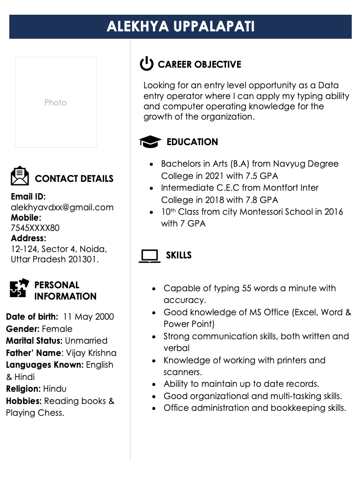 Data entry resume sample with no experience free download