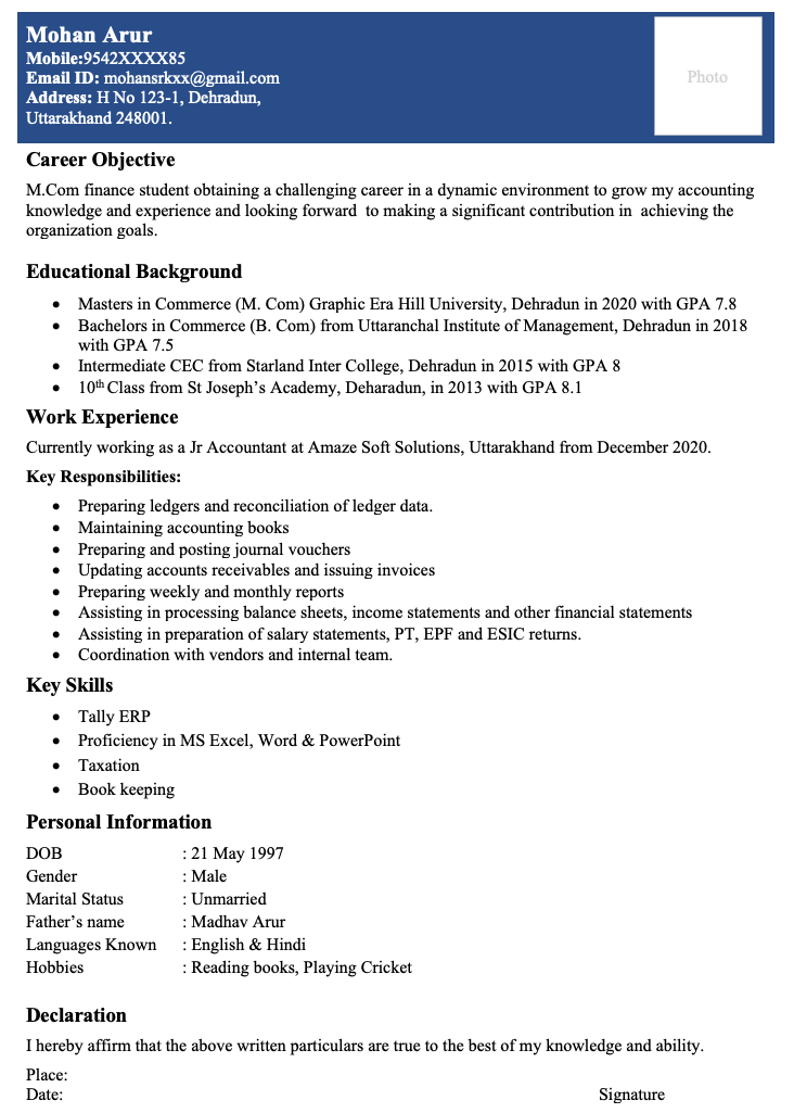 Junior accounts executive resume download