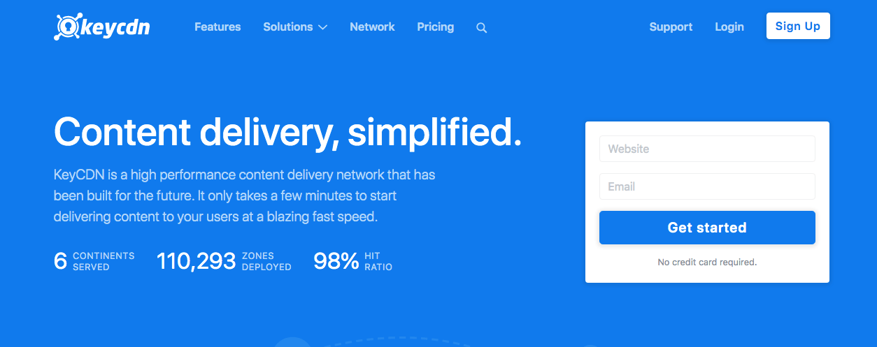 KeyCDN's homepage.