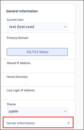 Apache cPanel General Information Server Information
