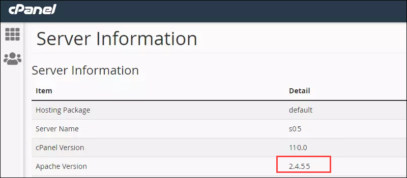 Apache version in cPanel