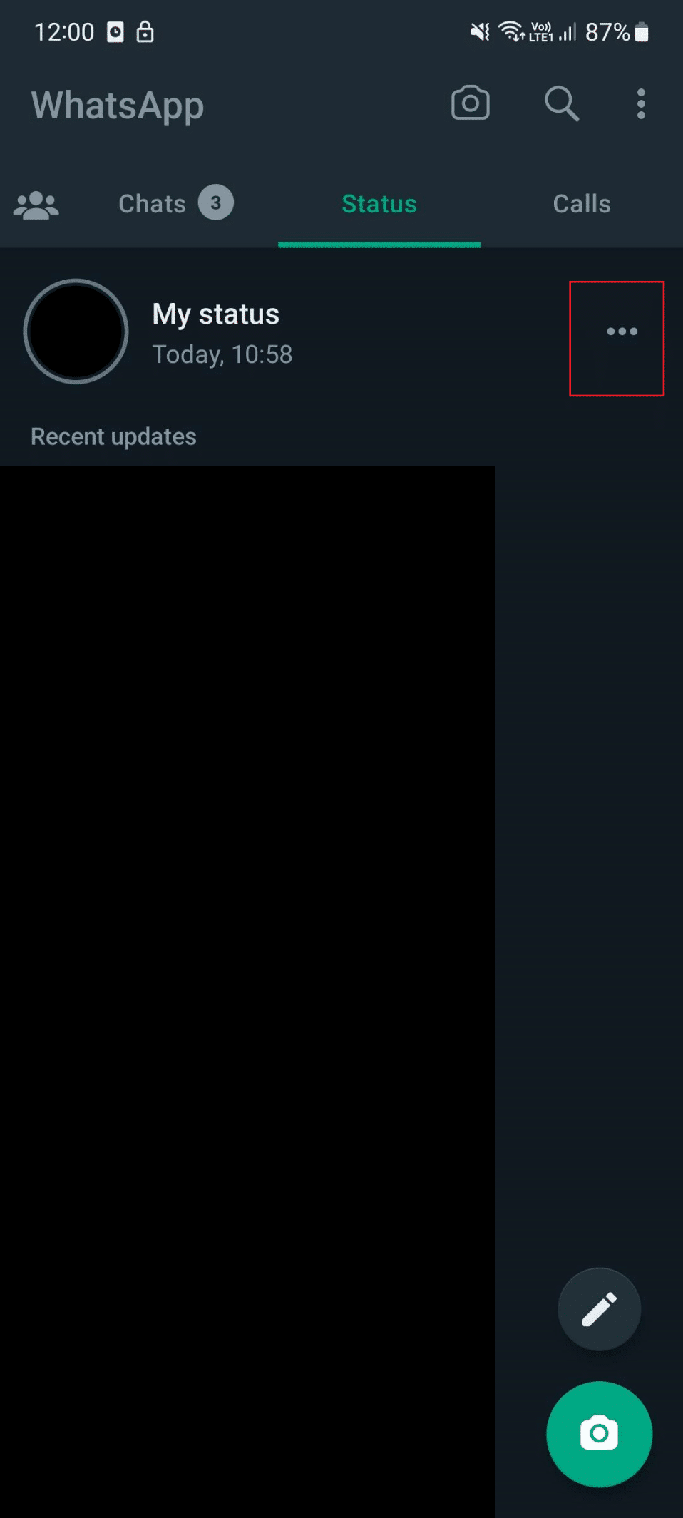 three dots on whatsapp 