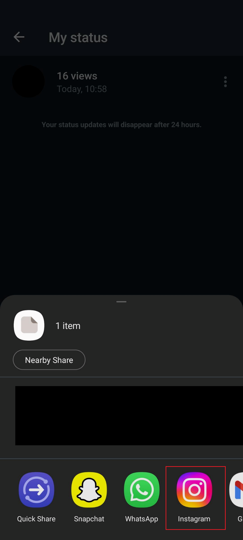 app selected