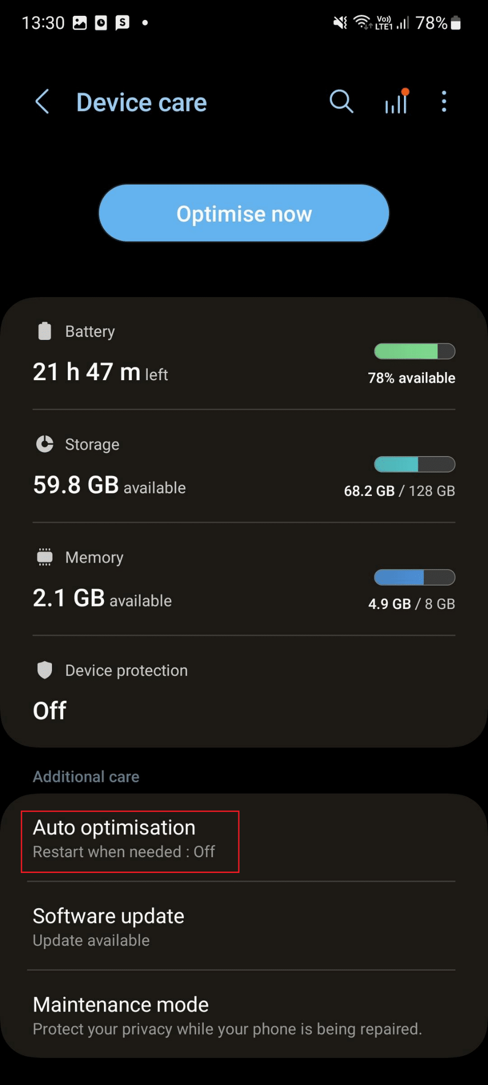 auto optimisation. Fix Samsung Phone Keeps Restarting