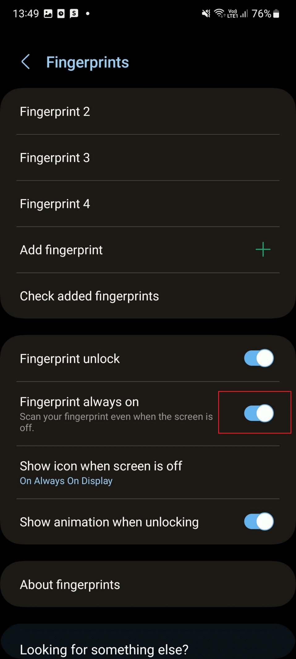 finger print always on