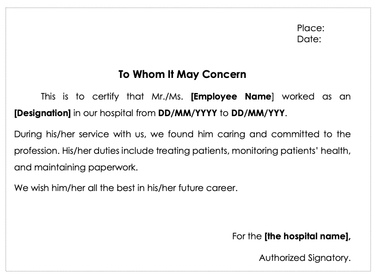 experience letter format download