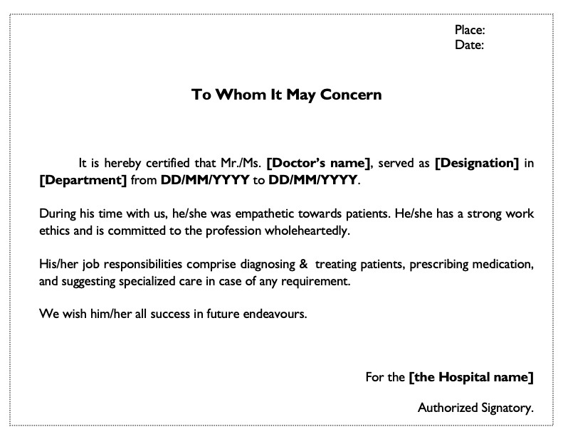 experience letter formats with job responsibilites