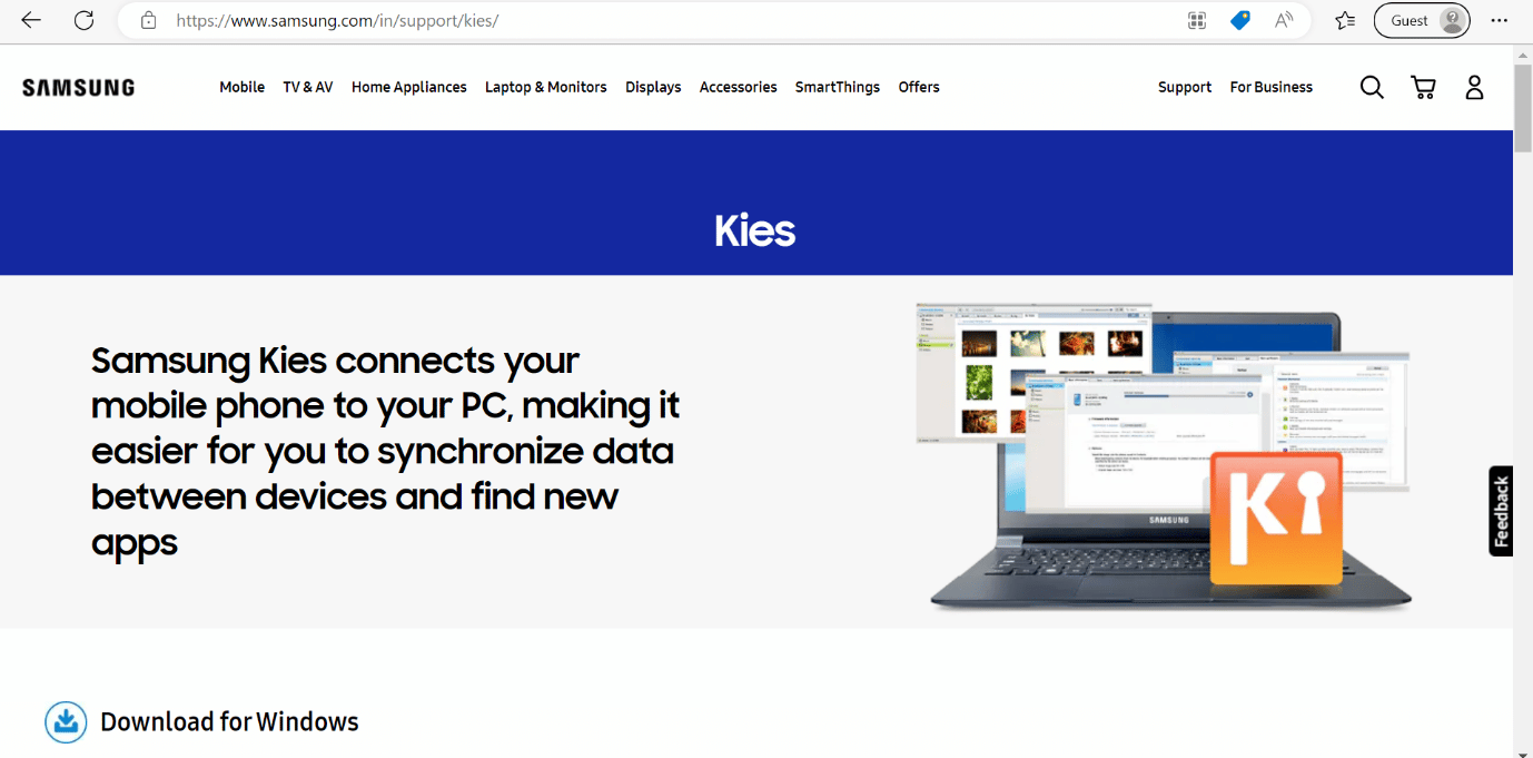 samsung kies webpage 