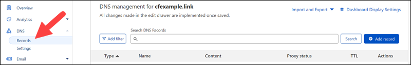 How to locate Cloudflare DNS records.