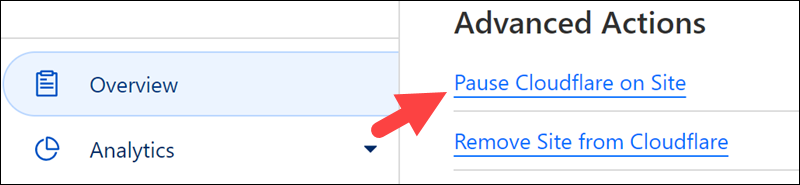 How to pause Cloudflare to troubleshoot error 520.