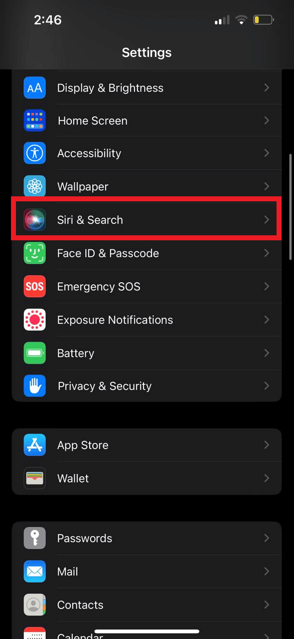 Select Siri and Search.