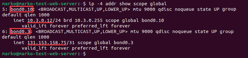 Viewing available IPv4 interfaces on a web server.