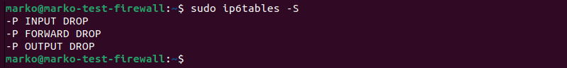 Viewing the active Ip6tables rules.