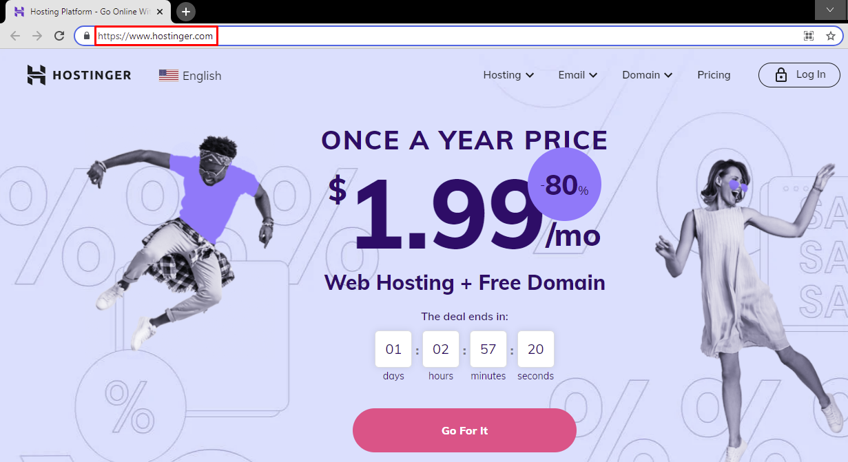 Hostinger's address starting with HTTPS