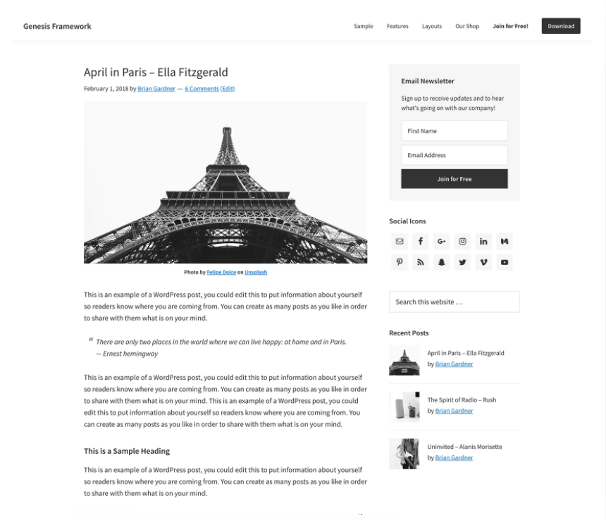 A screenshot of Simple Social Icons plugin demo Simple Social Icons WordPress plugin banner