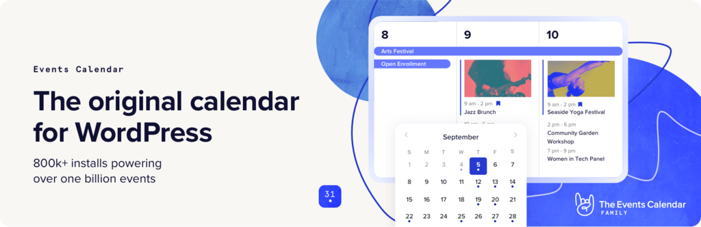 The banner of The Events Calendar plugin The Events Calendar WordPress plugin banner