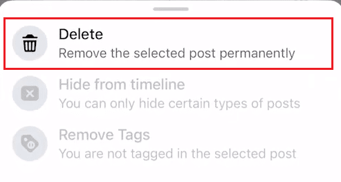 Tap on Delete to get rid of the desired check in